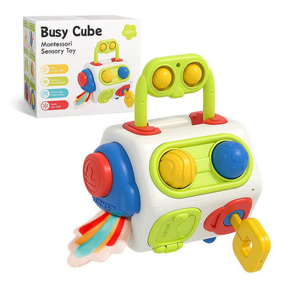 Montessori busy cube sensory toy for baby and toddler development