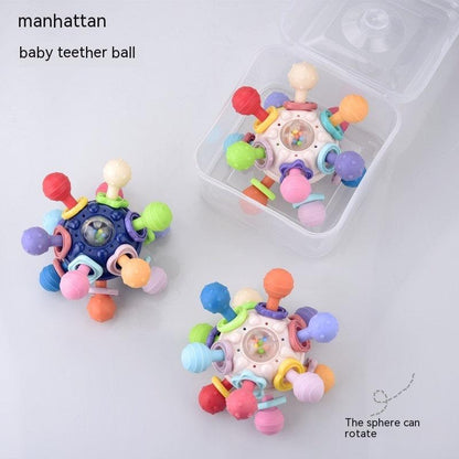 Colorful Baby Manhattan Finger Ball Rattle Toy with storage boxes, designed for sensory and ability development.