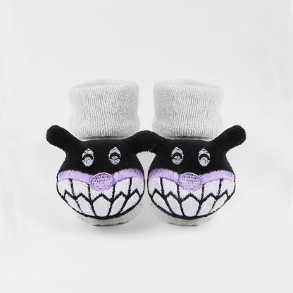 cotton baby socks with rubber anti-slip soles for girls and boys, adorable design