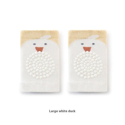 Baby Knee Saver Sleeves with white duck design, soft cushioning, breathable and non-slip.