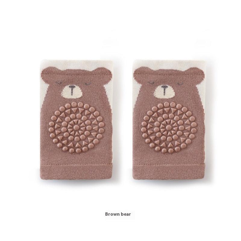 Brown bear design Baby Knee Saver Sleeves for protection and comfort during crawling.