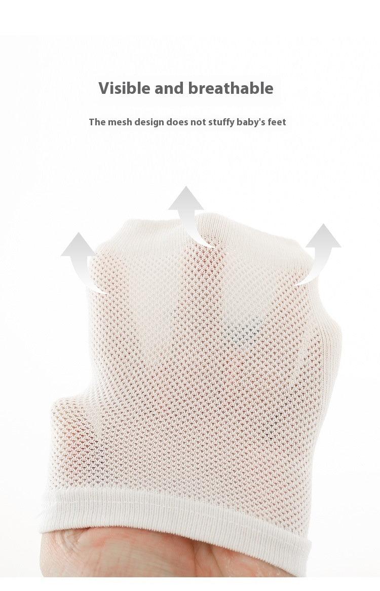 Breathable baby knee saver sleeves showing mesh design for comfort and ventilation.