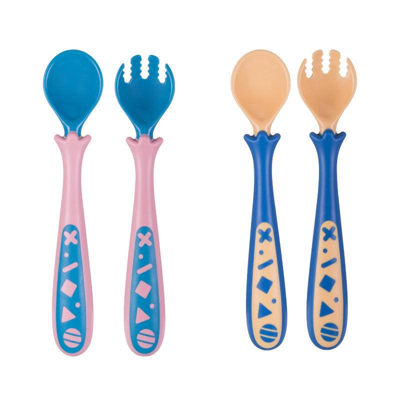 Baby Products To Learn Eat Curved Fork Spoon Cover - Avallex