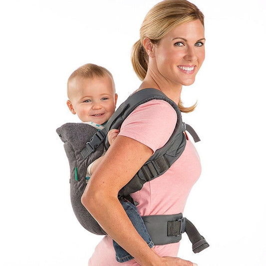 Mother using Breathable Baby Carrier Backpack with infant.