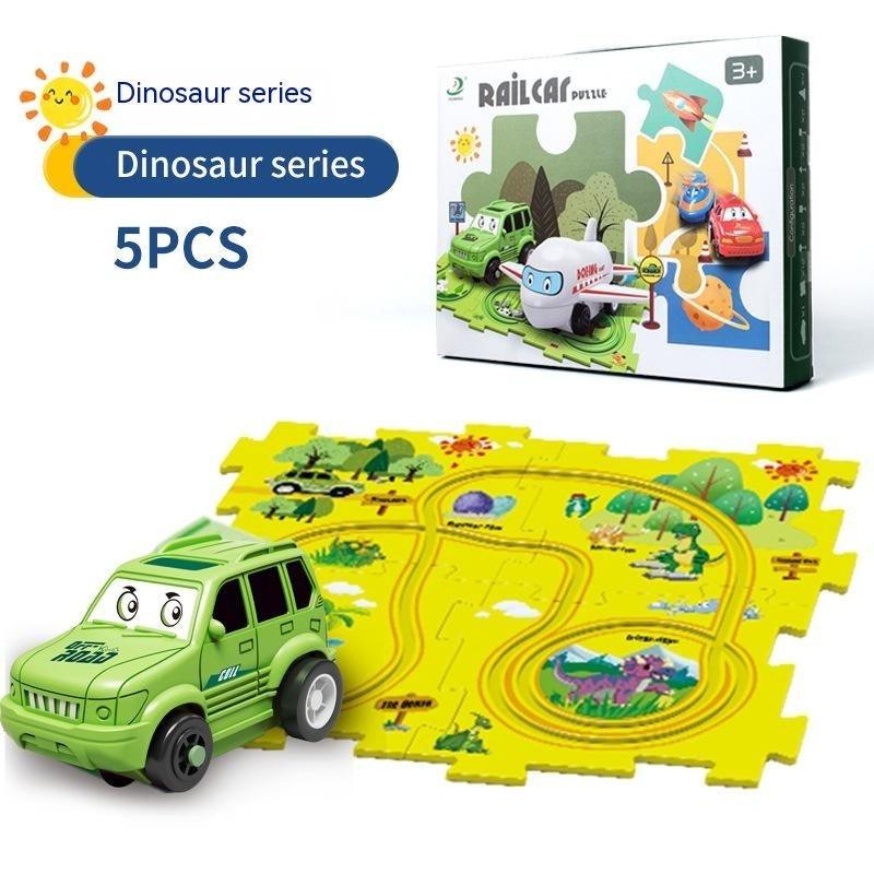 Children's Electric Puzzle Railroad Adventure Set with Dinosaur Theme, Boosts Creativity and Problem-Solving Skills