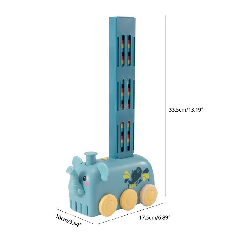 Domino Express Train Set with elephant design, enhancing creativity and focus.