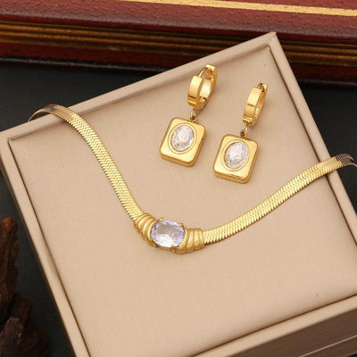Jewelry Personalized Stainless Steel Necklace Set
 Product Details:
 
 Material: Stainless steel
 
 Treatment process: electroplating
 
 Style: stainless steel necklace
 
 Shape: geometric
 
 Chain style: snake bonavallexJewelry Personalized Stainless Steel Necklace Setavallex