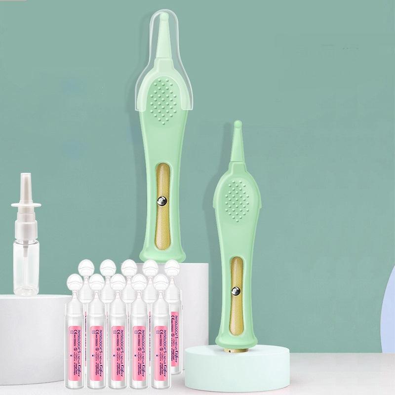 LumiNose Baby Cleansing Tool with gentle nose cleaning attachments displayed in packaging.