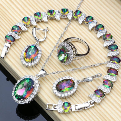 Mystic Rainbow Fire Cubic Zirconia Jewelry Sets Women 925
 Product Details:
 
 Chain material: natural zircon
 
 Color classification: milky white, off white, light gray, dark gray, silver, black, orange, rose, pink, red, jewelryavallexMystic Rainbow Fire Cubic Zirconia Jewelry Sets Women 925avallex