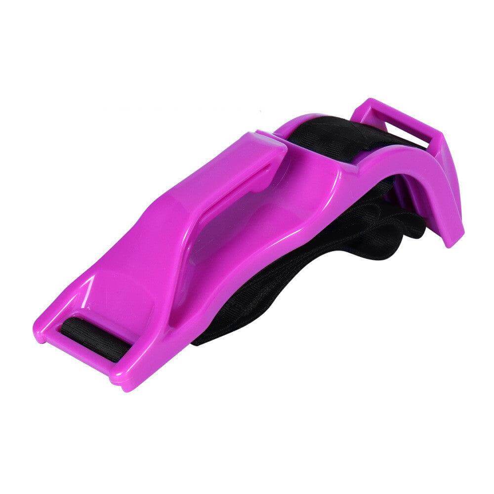 Pink pregnancy safety seat belt cover for car, designed to redistribute impact force, protecting mother and child.