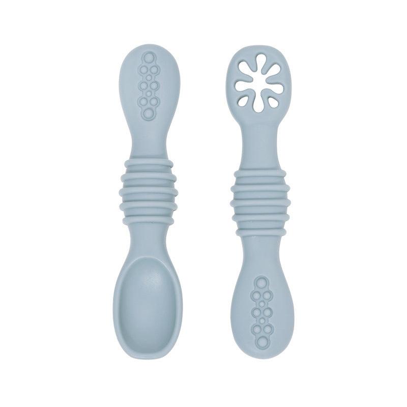 Silicone Baby Feeding Spoon Set, ergonomic design, non-toxic, soft for tender gums, easy to clean.