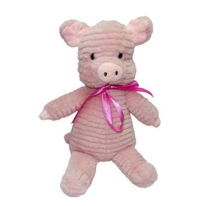 SnuggleWarm Animal Plush Heater pig in pink with bow.