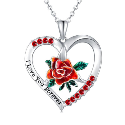 Sterling Silver I Love You Forever Rose Flower Necklace JewelryCapture the essence of love and forever with this exquisite Sterling Silver Heart Pendant Necklace adorned with a captivating red rose.
Crafted with enduring sterlinjewelryavallexForever Rose Flower Necklace Jewelryavallex