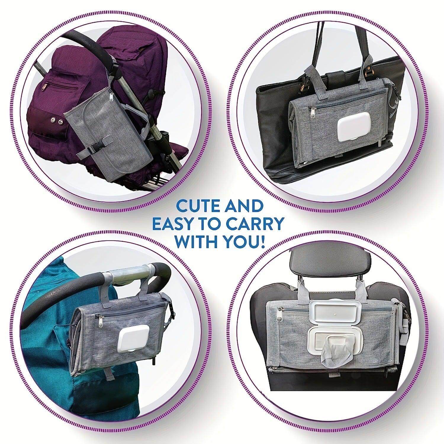 Ultimate Baby Changing Pad Kit, compact and portable design for easy carrying on strollers and bags.