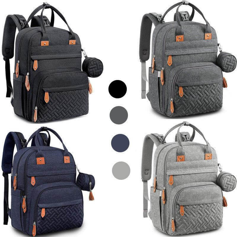 Ultimate Mommy Backpack in various colors with multiple compartments and durable design.